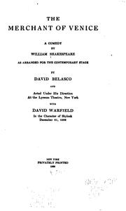 Cover of: The Merchant of Venice: A Comedy by William Shakespeare, David Belasco