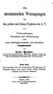 Cover of: Die messianischen Weissagungen bei den grossen und kleinen Propheten des A.t.: Einleitung ...