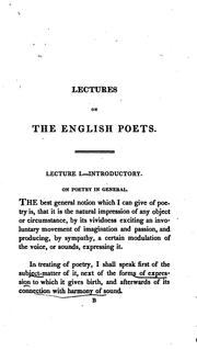 Lectures on the English Poets: Delivered at the Surrey Institution by William Hazlitt