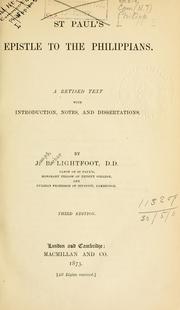 Cover of: St. Paul's Epistle to the Philippians: with introduction, notes, and dissertations.