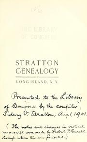 Cover of: Stratton genealogy of Long Island, N.Y. by Sidney Vanuxem Stratton