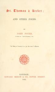 Cover of: St. Thomas à Becket, and other poems.