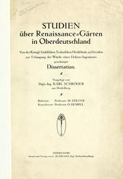 Cover of: Studien über Renaissance-Gärten in Oberdeutschland by Karl Schröder