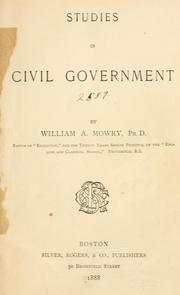 Cover of: Studies in civil government by William A. Mowry