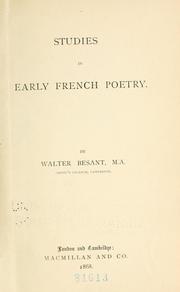 Cover of: Studies in early French poetry.