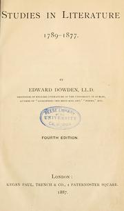 Cover of: Studies in literature, 1789-1877. by Dowden, Edward