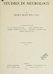 Cover of: Studies in neurology, in conjunction with W.H.R. Rivers [and others] by Head, Henry Sir