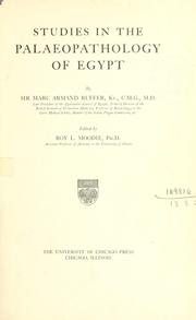 Cover of: Studies in the palaeopathology of Egypt.: Edited by Roy L. Moodie.