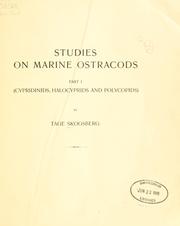 Cover of: Studies on marine ostracods by Skogsberg, Tage