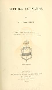 Suffolk surnames by Nathaniel Ingersoll Bowditch