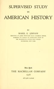 Cover of: Supervised study in American history