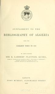 Cover of: Supplement to the Bibliography of Algeria: from the earliest times to 1895.