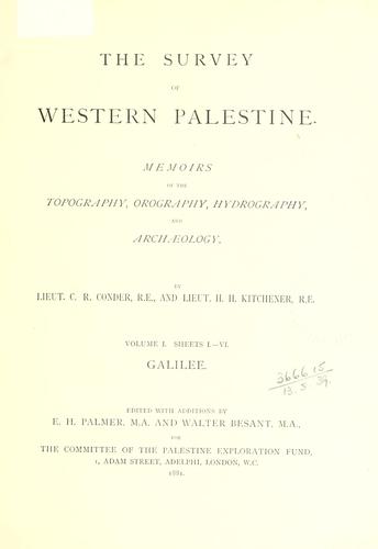 The survey of western Palestine by Claude Reignier Conder