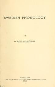 Cover of: Swedish phonology