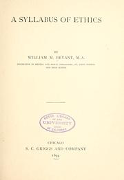 Cover of: A syllabus of ethics. by William McKendree Bryant, William McKendree Bryant