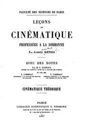 Leçons de cinématique professées à la Sorbonne: professées à la Sorbonne