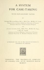 Cover of: A system for case-taking: with explanatory notes