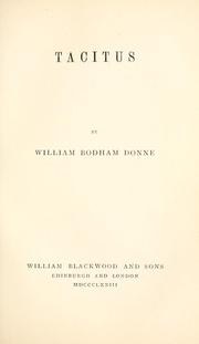 Cover of: Tacitus | William Bodham Donne
