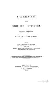 Cover of: A Commentary on the Book of Leviticus, Expository & Practical: With Critical Notes by Andrew Alexander Bonar