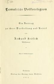 Cover of: Tamulische Volksreligion: ein Beitrag zu ihrer Darstellung und Kritik