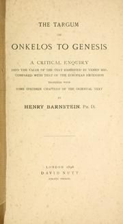 Cover of: The Targum of Onkelos to Genesis. by Henry Bernstein