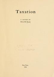 Cover of: Taxation: a letter