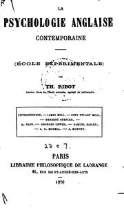 Cover of: La psychologie anglaise contemporaine (école expérimentale)
