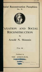 Cover of: Taxation and social reconstruction