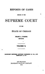 Cover of: Reports of Cases Decided in the Supreme Court of the State of Oregon