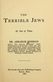 Cover of: The terrible Jews by Abraham Myerson