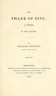 Cover of: Thane of Fife: a poem, in six cantos.