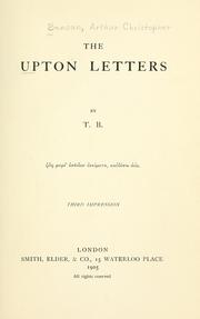 Cover of: The Upton letters by Arthur Christopher Benson