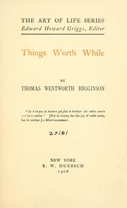 Cover of: Things worth while