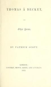 Cover of: Thomas à Becket: and other poems.