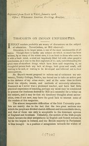 Thoughts on Indian universities by Vincent Arthur Smith