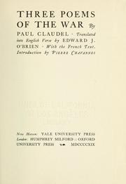 Cover of: Three poems of the war.