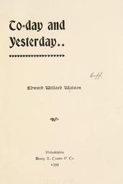 Cover of: To-day and yesterday