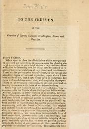 Cover of: To the freemen of the counties of Carter, Sullivan, Washington, Green, and Hawkins.