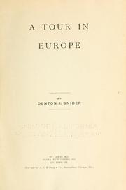 Cover of: A tour in Europe