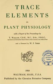 Trace elements in plant physiology by International Union of Biological Sciences.