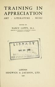 Front cover of Training in appreciation by Nancy Catty