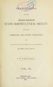 Cover of: Transactions of the Wisconsin State Horticultural Society ... | 