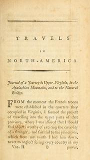 Cover of: Travels in North-America, in the years 1780, 1781, and 1782