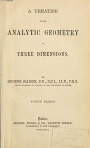 Cover of: treatise on the analytic geometry of three dimensions.