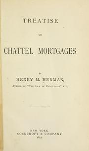 Cover of: Treatise on chattel mortgages