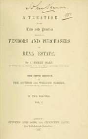 Cover of: treatise on the law and practice relating to vendors and purchasers of real estate.
