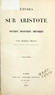 Cover of: Études sur Aristote: Politique, Dialectique, Rhétorique.