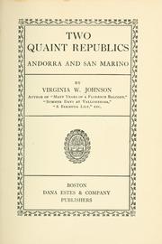 Cover of: Two quaint republics, Andorra and San Marino by Virginia Wales Johnson