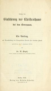 Ueber die Einführung des Christenthums bei den Germanen by Carl Hegel