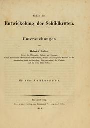 Cover of: Ueber die Entwickelung der Schildkr©ten ... by Heinrich Rathke